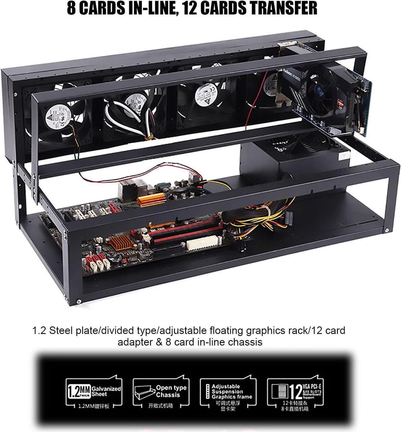 Alt view image 7 of 7 - Mining Rig Frame Up to 8 GPU, Steel Open Air Miner Mining Frame Rig Case Adjustable Floating Graphics Card Rack, Open Air Mining Frame Easy to Assemble