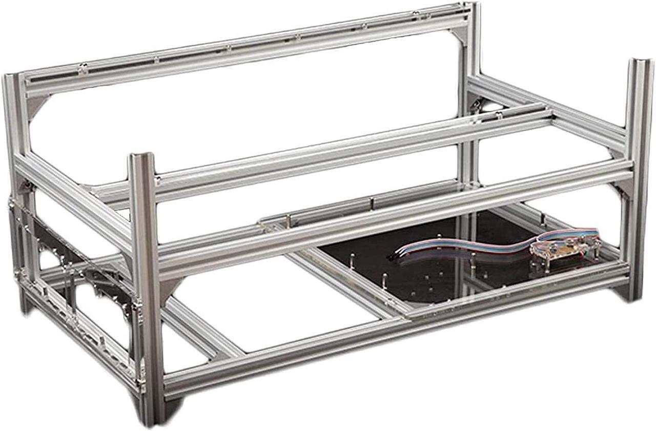 Main image of Bitcoin Mining 6 GPU Frame, Dual Power Aluminum Mining Rig Open Air Case Stackable, Mining Rig Chassis Server Rack for Ethereum 25 14 14in