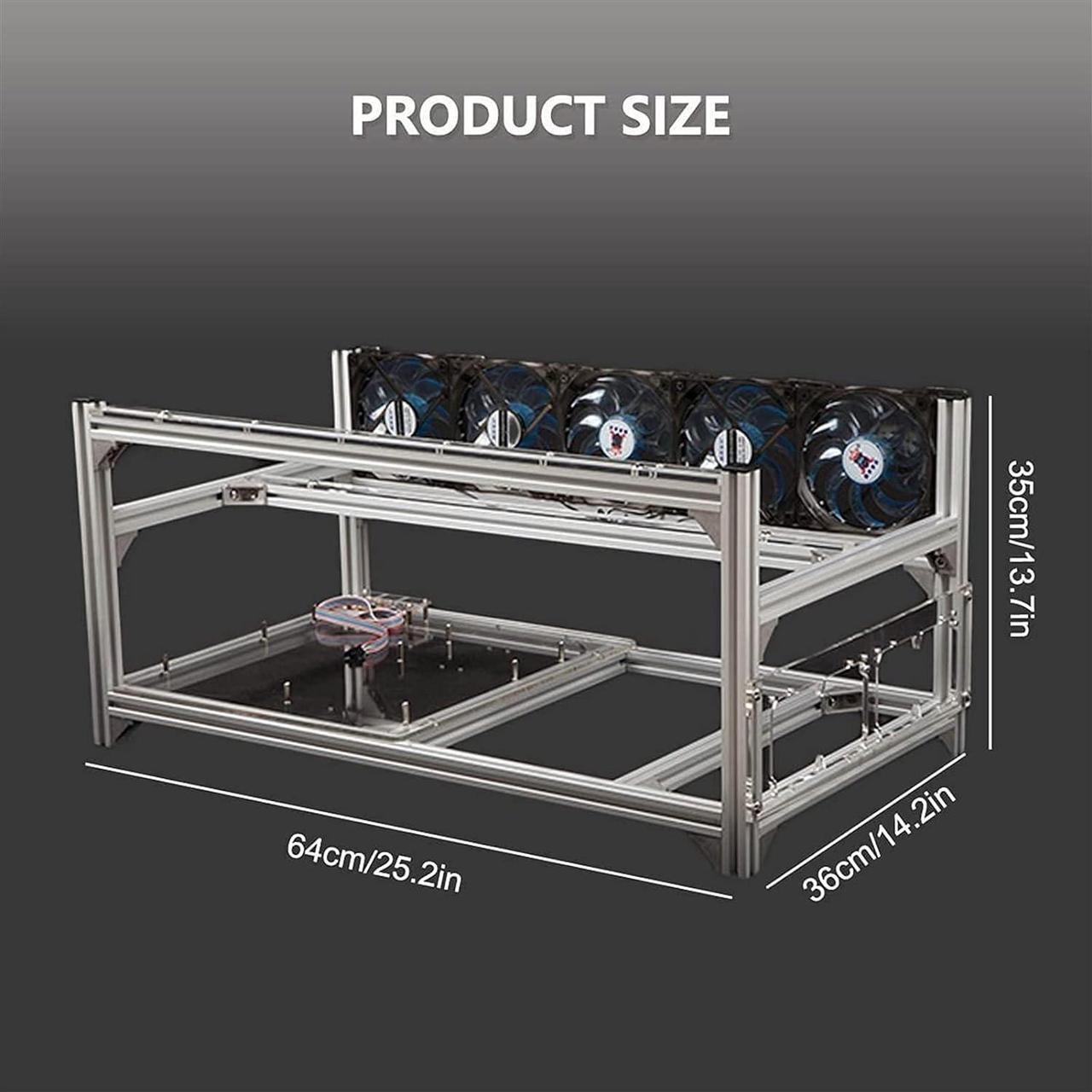 Alt view image 6 of 7 - Bitcoin Mining 6 GPU Frame, Dual Power Aluminum Mining Rig Open Air Case Stackable, Mining Rig Chassis Server Rack for Ethereum 25 14 14in