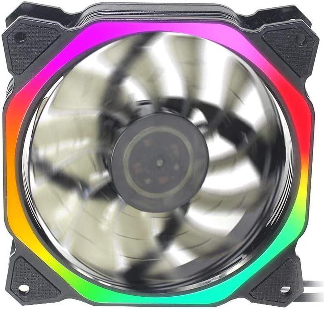 120mm RGB Color Case Fans 11- Blades Quiet Computer Cooling PC Fans RGB Color Changing LED Fan with Remote Control (Only Fan)