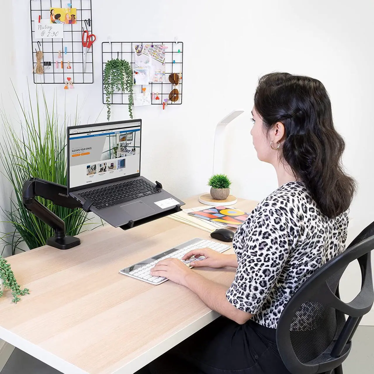 Alt view image 3 of 7 - Mount-It! Laptop Desk Mount Arm with Gas Spring | Full Motion Adjustable Laptop Arm Mount for 11-17 Inch Laptops | Ergonomic Laptop Desk Stand with Clamp, Grommet Base, and 22 lbs Capacity