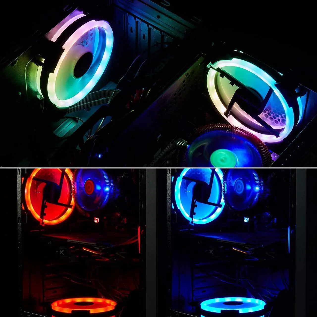 Alt view image 7 of 7 - 3 Pack RGB Case Fans, 120mm Ultra-Quiet RGB Chassis Cooling Fans, Equiped with Remote Control Hub, 5V ARGB Sync, Speed Adjustable Colorful Cooler, High-Performance Chassis Computer Fan for PC Case
