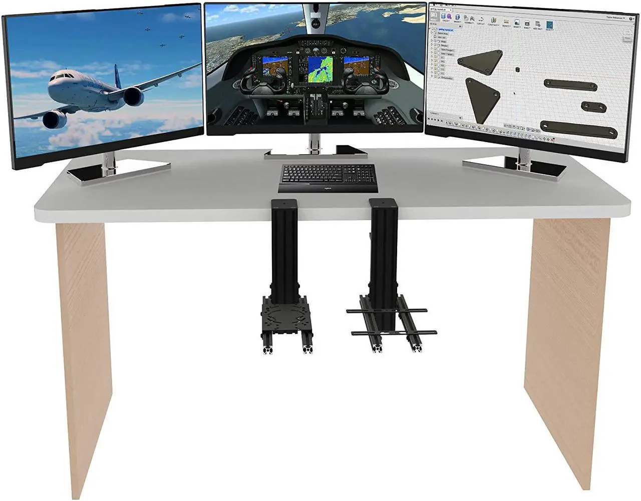 Alt view image 3 of 7 - Hikig 2 Set The Desk Mount for The Flight Sim Game Joystick, Throttle and Hotas Systems Compatible with Logitech X56, X52, X52 Pro, Thrustmaster T-Flight Hotas,Thrustmaster T.16000M, Thrustmaster TCA