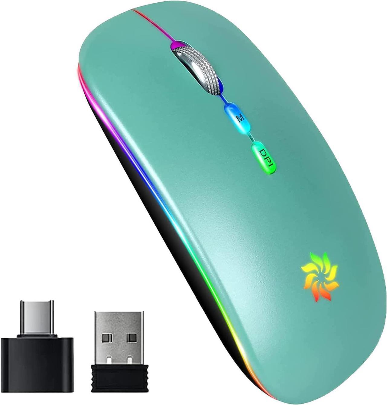 Wireless Mouse LED Wireless Mouse Rechargeable Slim Silent Mouse 2.4G Portable Mobile Optical Mice for Notebook, PC, Laptop, Computer, MacBook, 3 Adjustable DPI