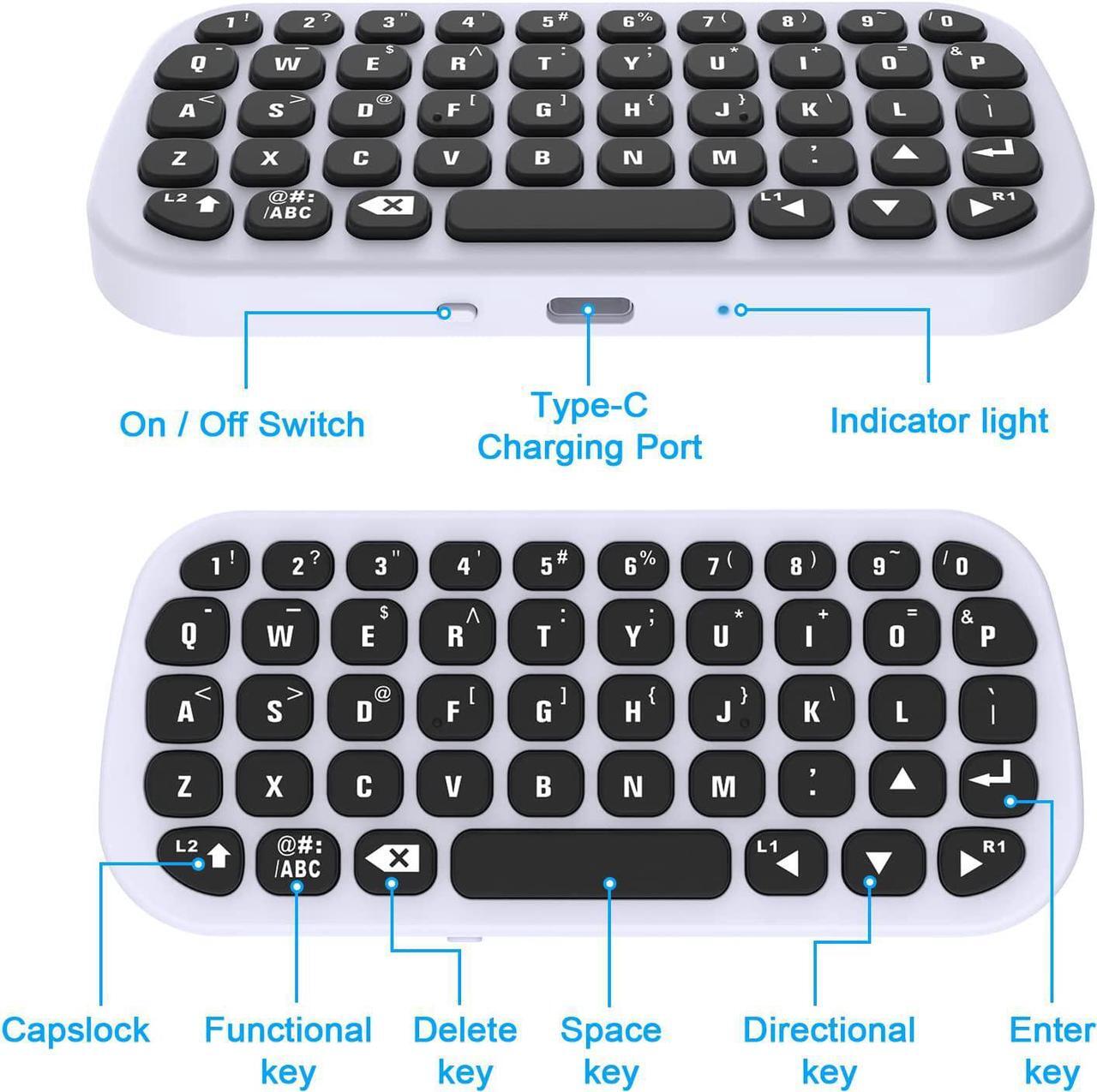 Alt view image 3 of 7 - Upgraded Controller Keyboard for PS5, YUANHOT Bluetooth 3.0 Mini Chatpad Game Keypad Keyboard with 3.5mm Audio Jack for Messaging and Gaming Live Chat for Playstation 5 Remote