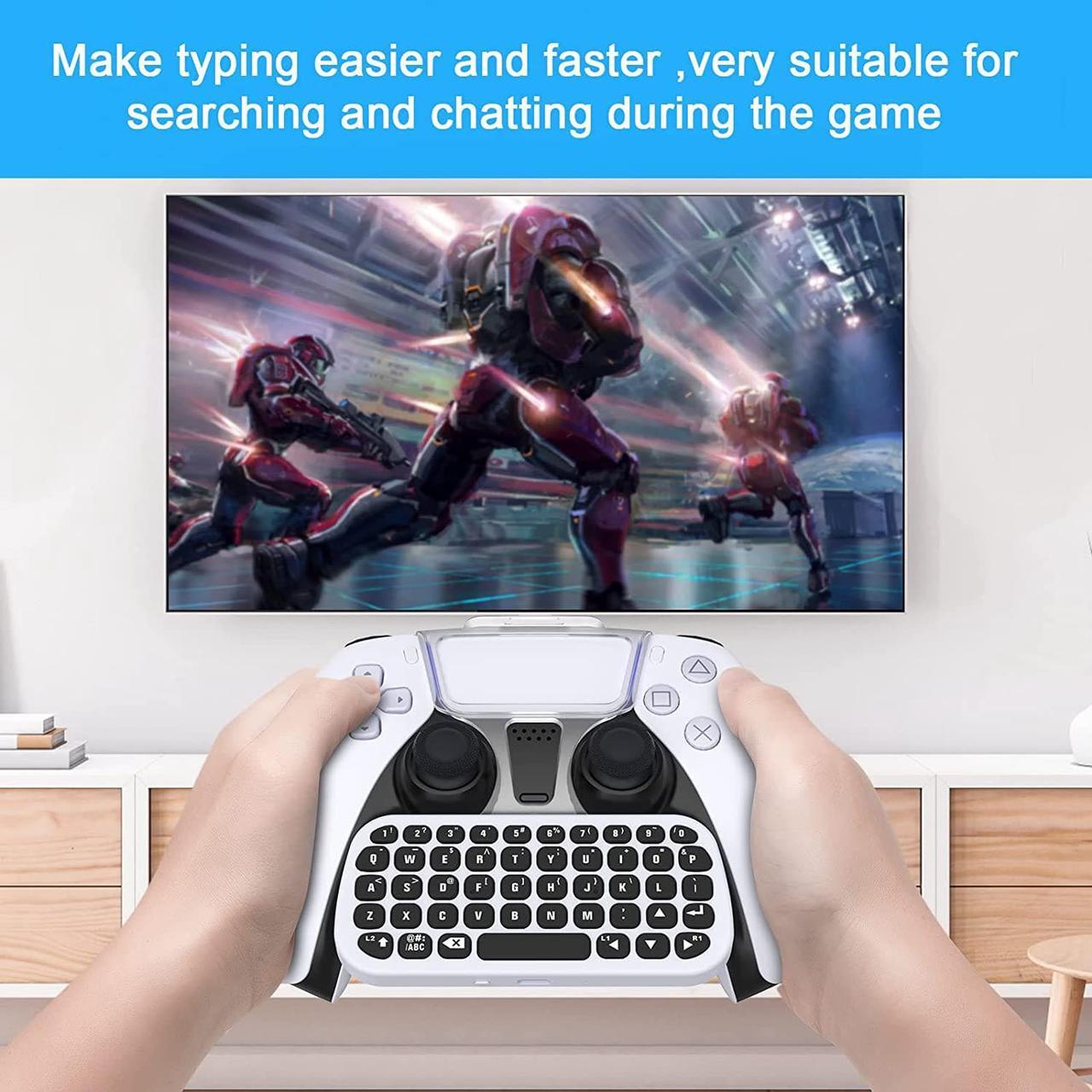 Alt view image 6 of 7 - Upgraded Controller Keyboard for PS5, YUANHOT Bluetooth 3.0 Mini Chatpad Game Keypad Keyboard with 3.5mm Audio Jack for Messaging and Gaming Live Chat for Playstation 5 Remote