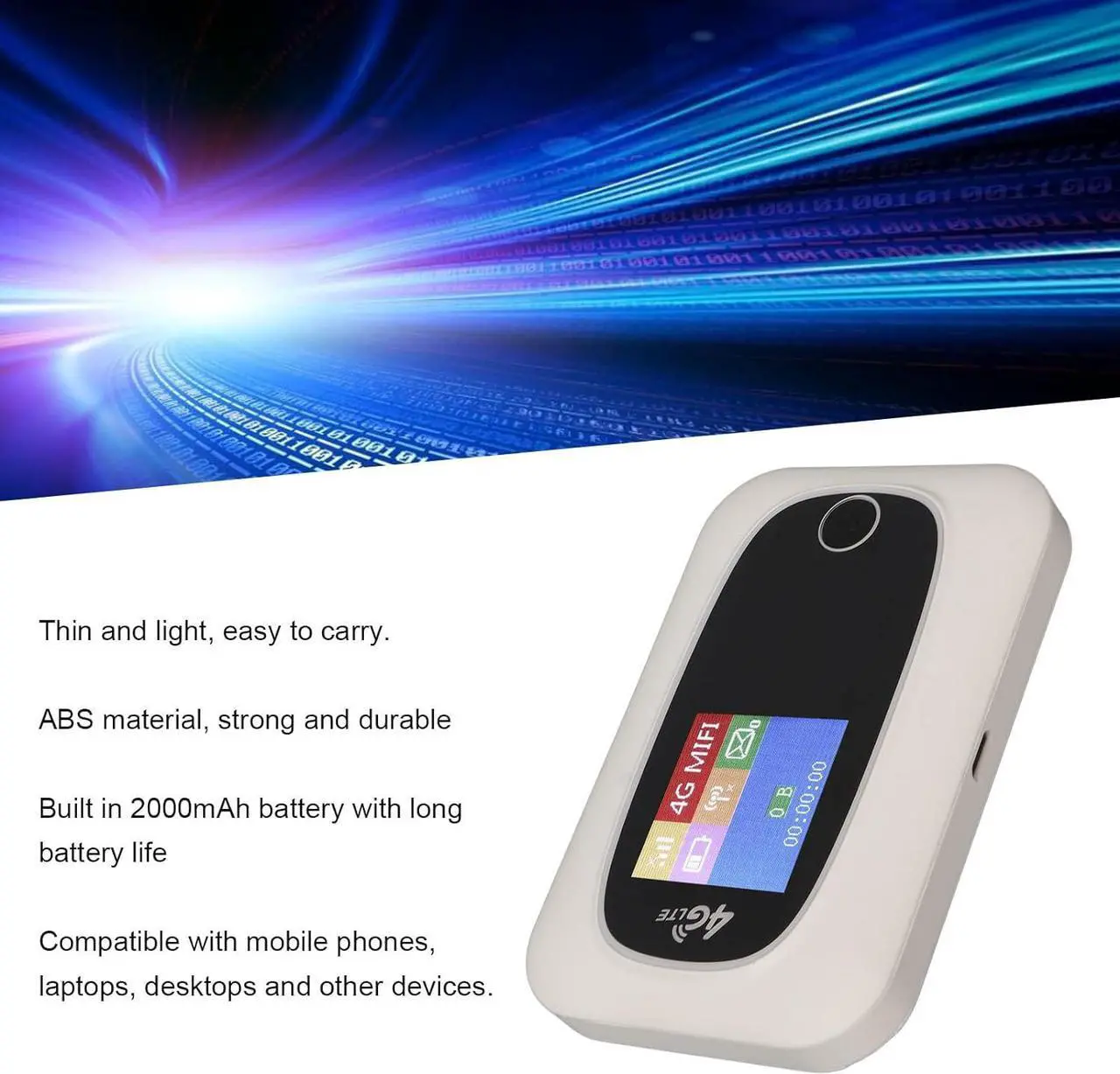 Alt view image 3 of 7 - Mobile WiFi Hotspot, Portable WiFi Hotspot for Travel, 4G LTE Router, 4G LTE Modem Router with SIM Card Slot, Internet Router Devices for Travel Vacation Rentals Camping Gathering