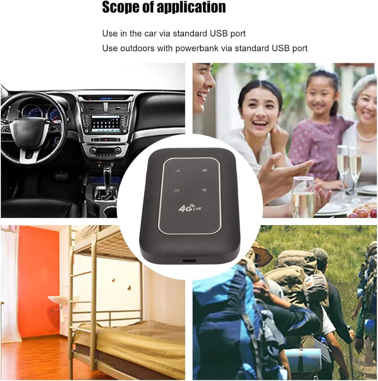 Alt view image 5 of 7 - Mobile Hotspot, Portable WiFi 4G LTE Router Device with SIM Card Slot for Travel, Up to 150Mbps, Support for FDD B1 B3 B5 B8