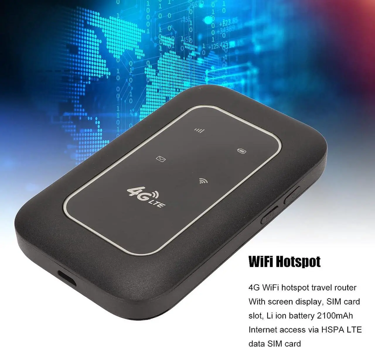 Alt view image 2 of 7 - Mobile Hotspot, Portable WiFi 4G LTE Router Device with SIM Card Slot for Travel, Up to 150Mbps, Support for FDD B1 B3 B5 B8