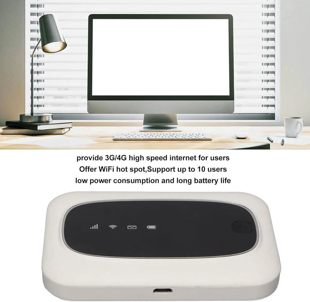 Alt view image 2 of 7 - 4G Mobile WiFi Hotspot for USA, Pocket Mobile Hotspot Wireless Network with SIM TF Card Slot, Travel WiFi Router, Up to 10 WiFi Connect Devices