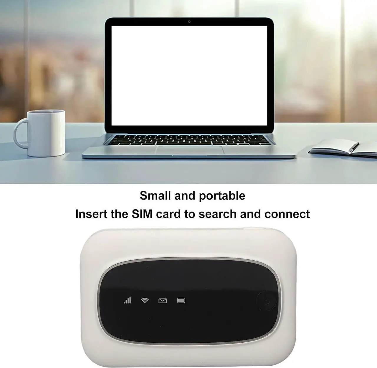 Alt view image 3 of 7 - 4G Mobile WiFi Hotspot for USA, Pocket Mobile Hotspot Wireless Network with SIM TF Card Slot, Travel WiFi Router, Up to 10 WiFi Connect Devices