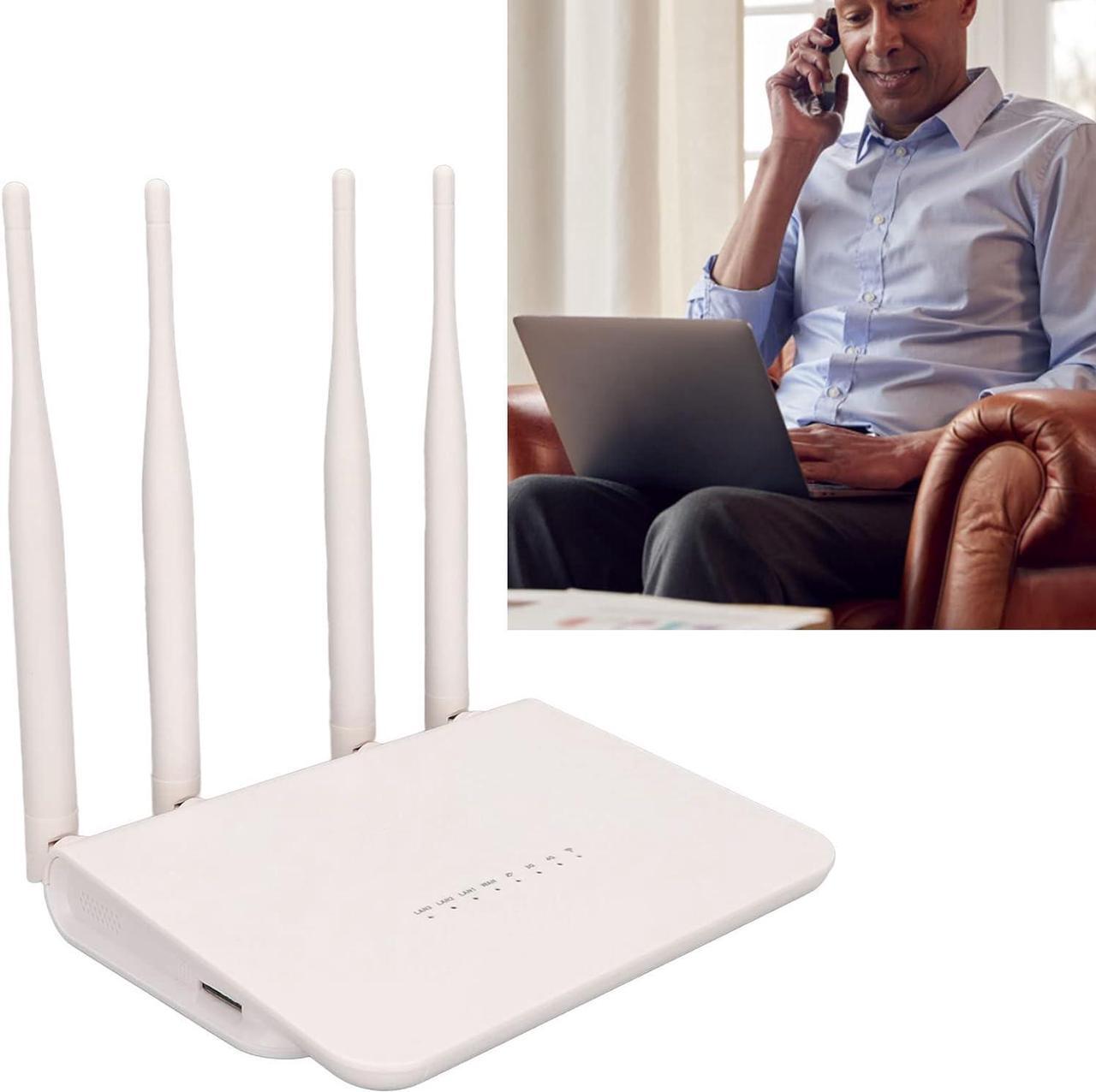 Alt view image 5 of 7 - 4G LTE Modem WiFi Router with SIM Card Slot, 4 Antennas, 2.4G 300Mbps, Support 32 Devices, for Home Office, 100-240V