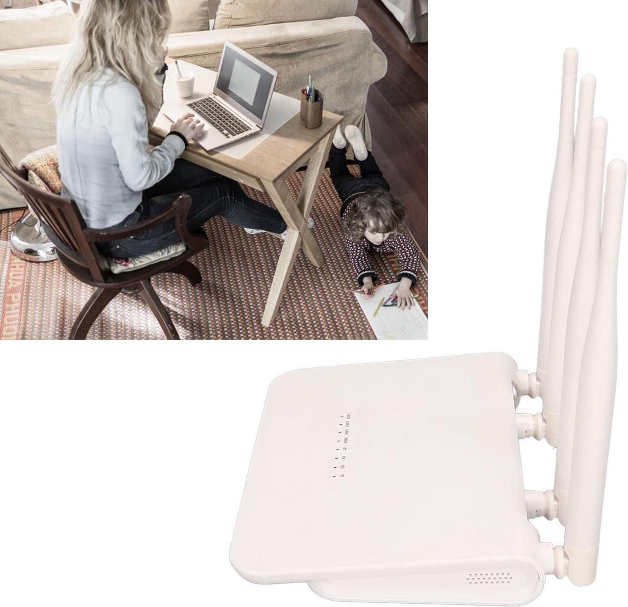 Alt view image 4 of 7 - 4G LTE Modem WiFi Router with SIM Card Slot, 4 Antennas, 2.4G 300Mbps, Support 32 Devices, for Home Office, 100-240V
