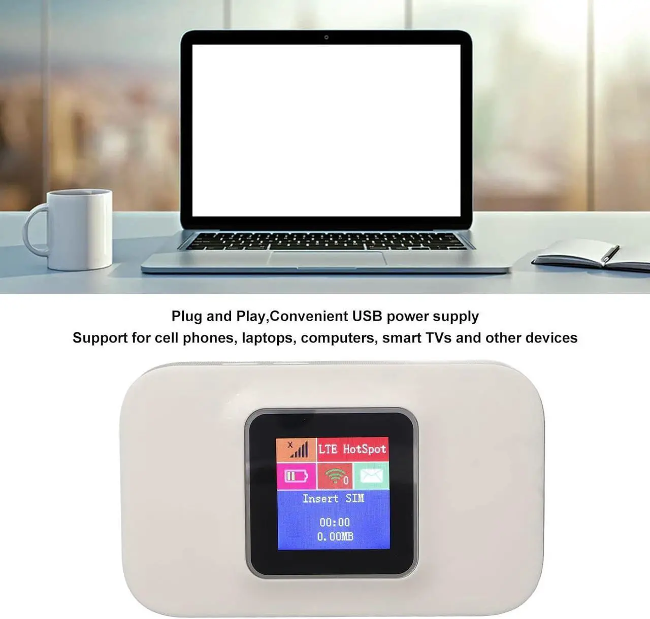 Alt view image 3 of 7 - 5G WiFi Mobile Hotspot Router, Pocket 5G WiFi 300Mbps Blazing Fast Wireless Hotspot Router, Plug and Play SIM Card Slot 5G USB WiFi Secure Internet for Europe Home Business