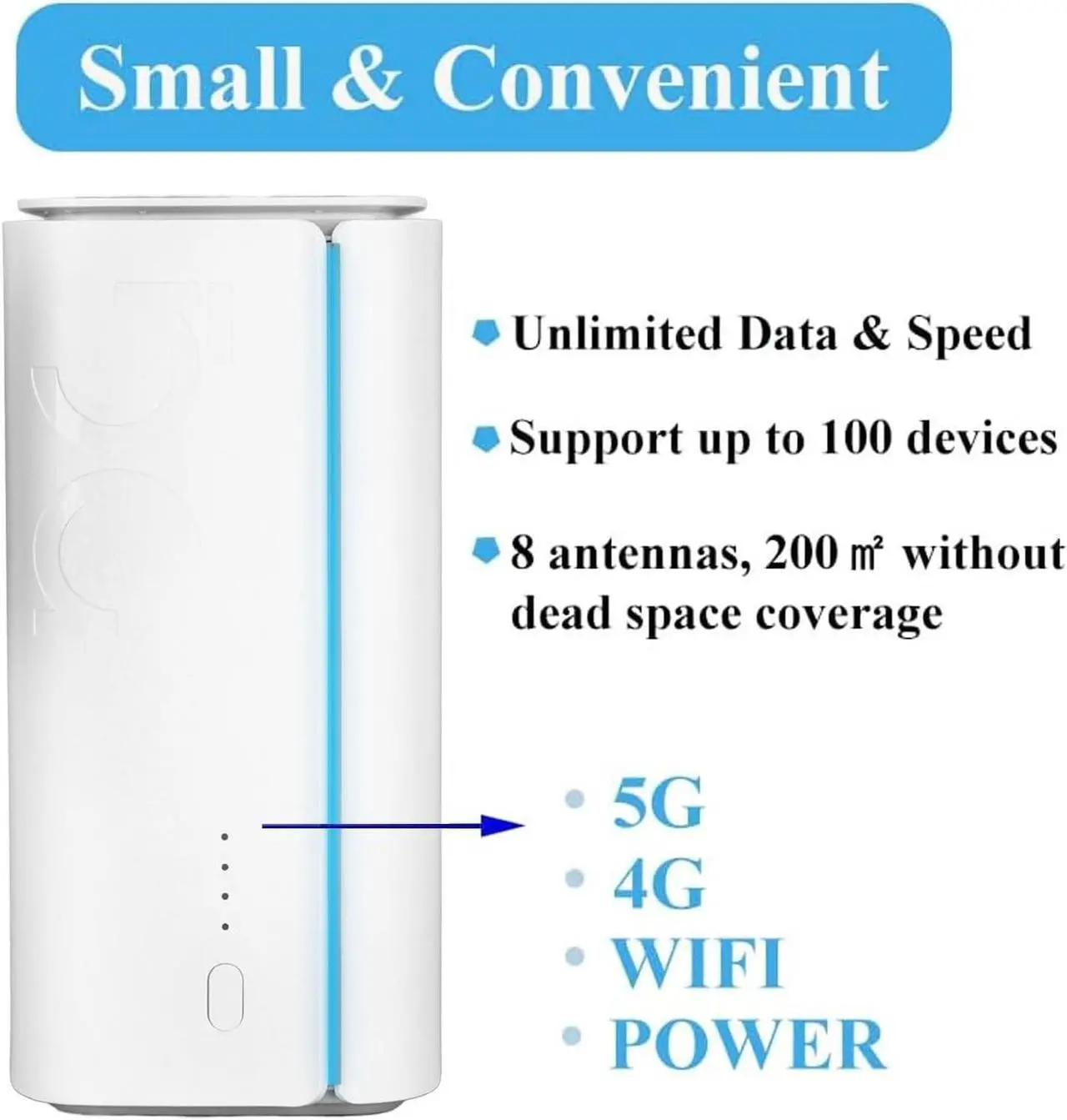 Alt view image 2 of 7 - Newest Updated 5G WiFi Router, 5G NR SA NSA Router with SIM Card Slot, WiFi 6 Router 5G Dual Band Network Router, Wireless Gigabit Router with 8 High Gain Antennas (US)