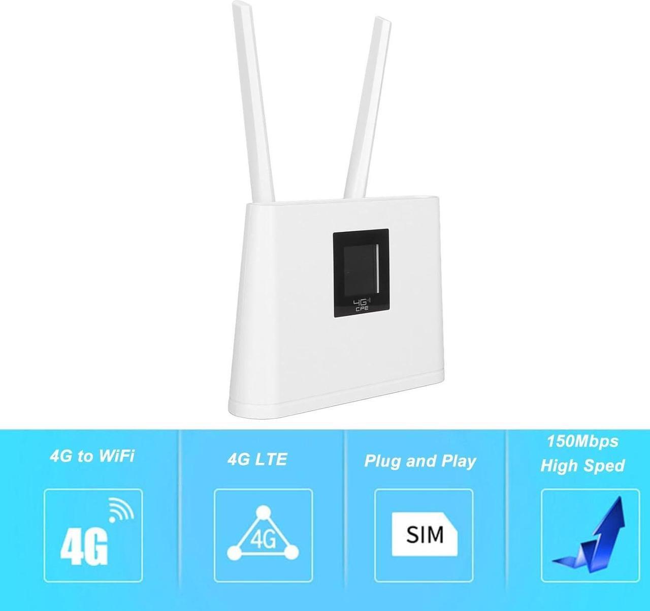 Alt view image 3 of 7 - 4G WiFi Router, Mobile WiFi Modem 150Mbps LCD Display High Gain Antenna Supported 20 Users TDD LTE for Business (US Plug)