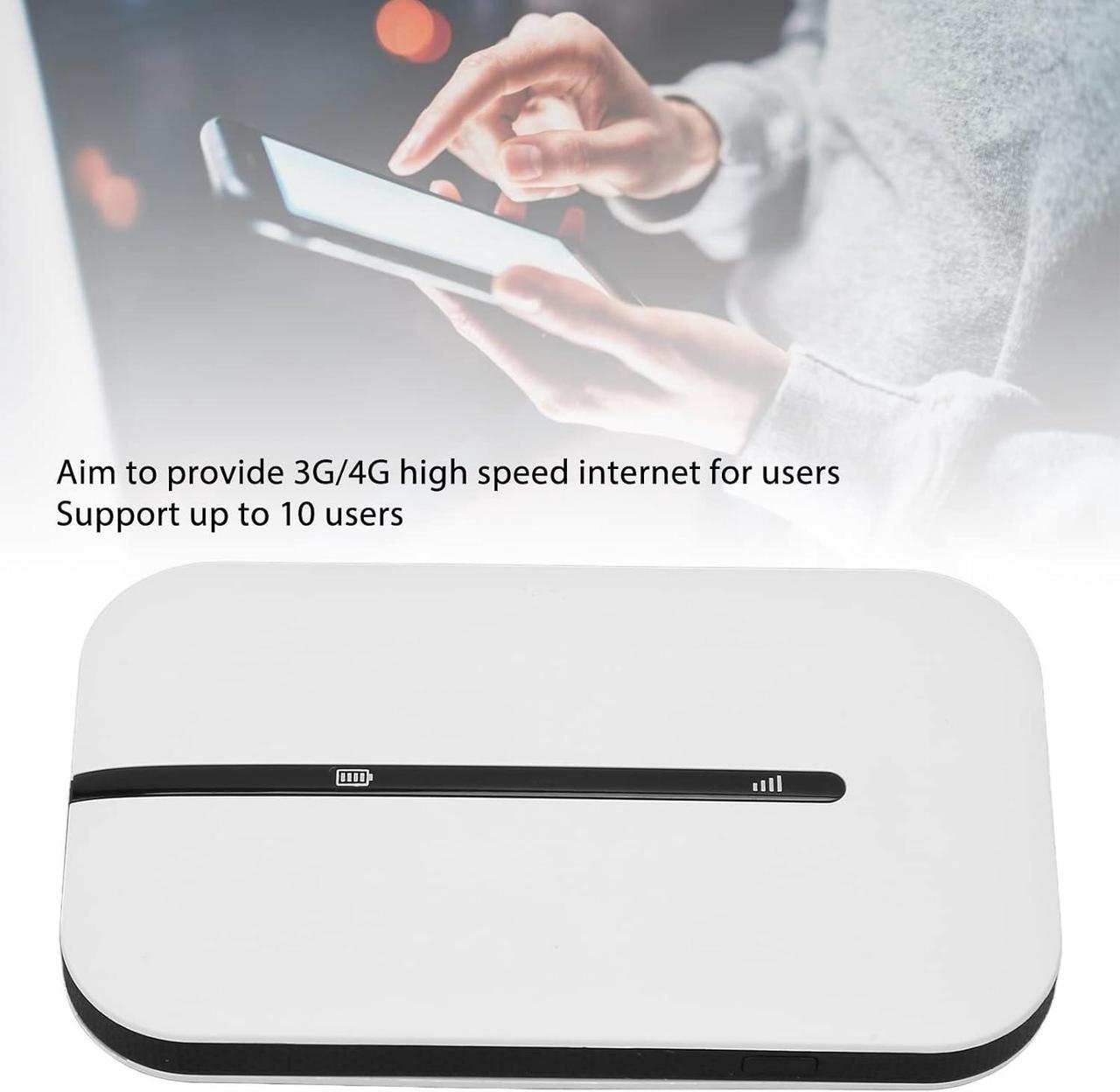 Alt view image 2 of 7 - 4G WiFi Router, Portable 2.4GHz Mobile Hotspot Device with SIM Card Slot, Connects Up to 10 Devices, Secure Wireless Network Anywhere