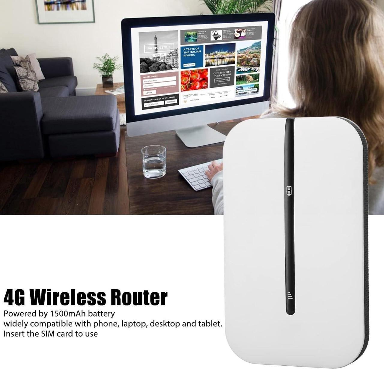 Alt view image 3 of 7 - 4G WiFi Router, Portable 2.4GHz Mobile Hotspot Device with SIM Card Slot, Connects Up to 10 Devices, Secure Wireless Network Anywhere