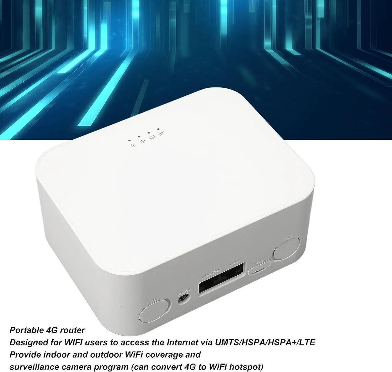 Alt view image 4 of 7 - 4G LTE WiFi Router with SIM Card Slot, Dual Antenna Ports, 2.4G 5G WiFi Hotspot for Europe Asia Africa (US Plug)