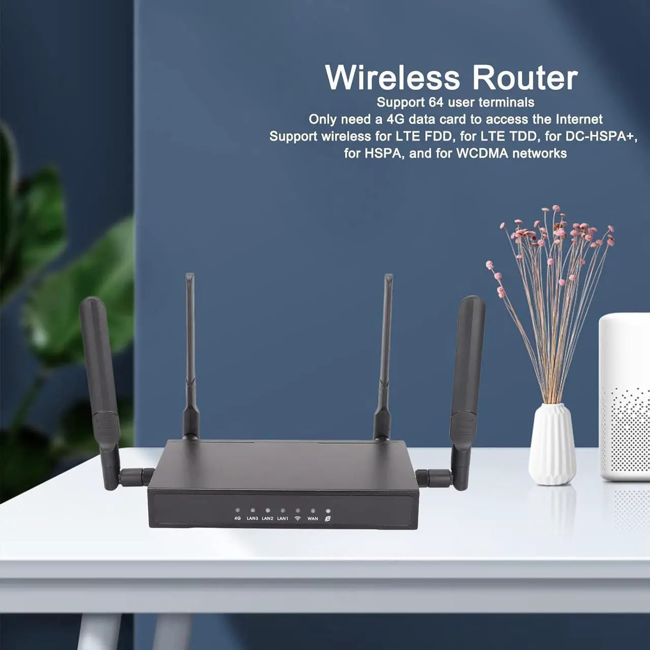 Alt view image 2 of 7 - WiFi 4G LTE Modem Router with SIM Card Slot, 300Mbps WiFi, LTE Cat4 Wireless Internet Router, No Broadband Required, 8M ROM 128M RAM Support 64 Devices
