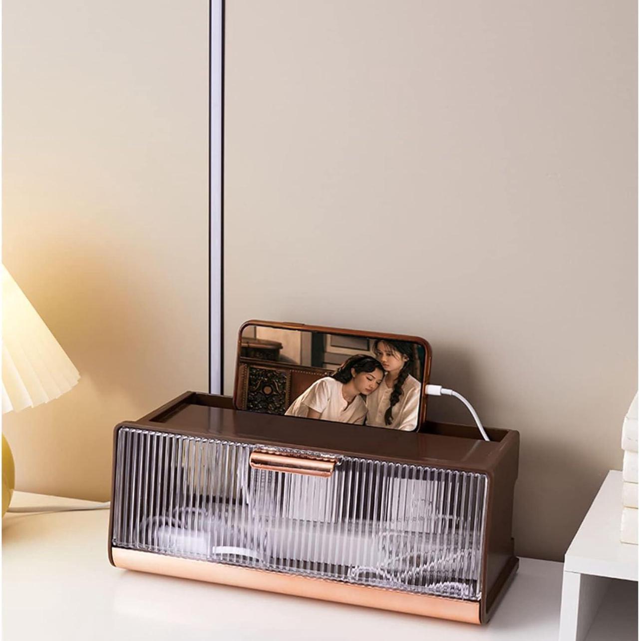 Alt view image 2 of 7 - WiFi Storage Box, Wall Mounted WiFi Storage Box Cable Storage Box WiFi Router Storage Box Desktop for Storage of Wires Routers