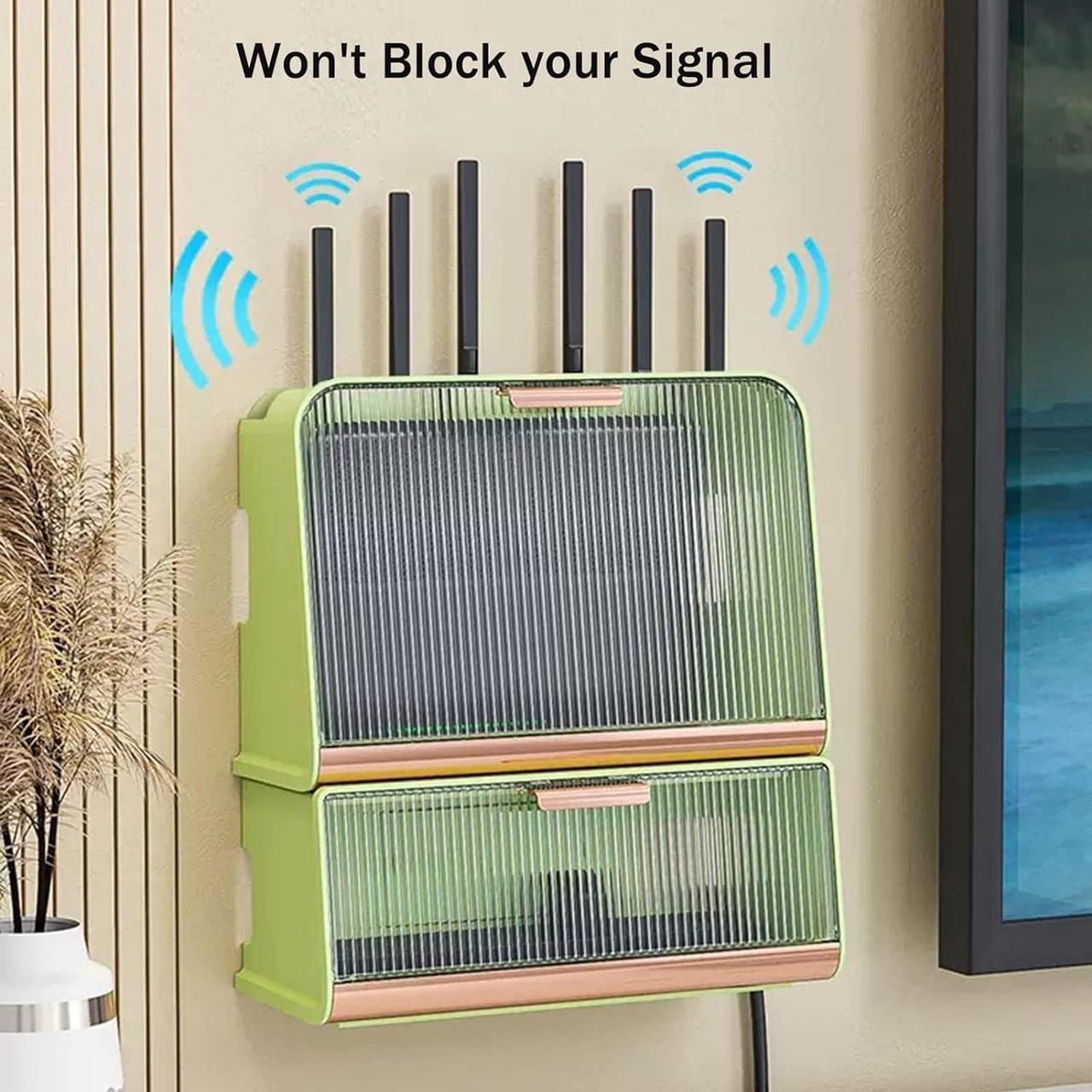 Alt view image 4 of 7 - WiFi Storage Box, Wall Mounted WiFi Storage Box Cable Storage Box WiFi Router Storage Box Desktop for Storage of Wires Routers