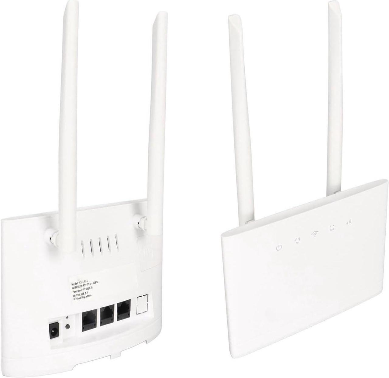 Alt view image 5 of 7 - 4G LTE CPE Router, Up to 300Mbps, Supports 32 Users, SIM Slot, 2 External 5dBi Antennas, Hotspot for Europe Asia (US Plug)
