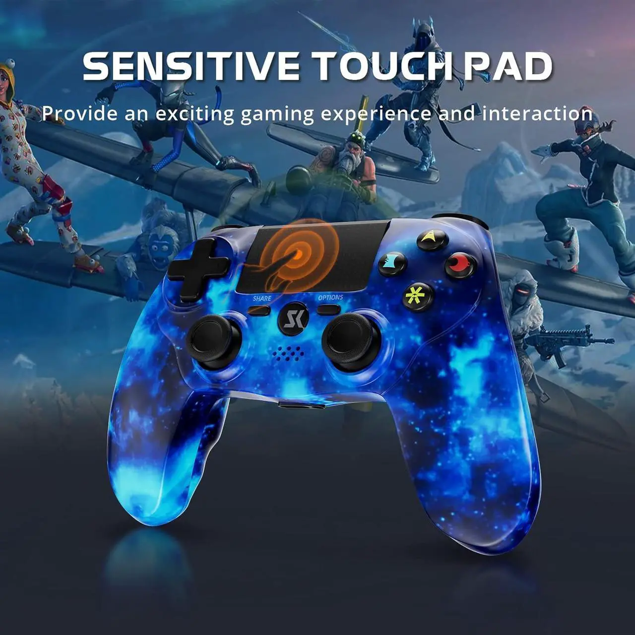 Alt view image 4 of 7 - Wireless Controller for PS4, Controller for Sony PlayStation 4, Double Shock 6-Axis Motion Sensor, Sensitive Touch Pad, Built-in Speaker & Stereo Headphone Jack, Compatible with PlayStation 4/Pro/Slim