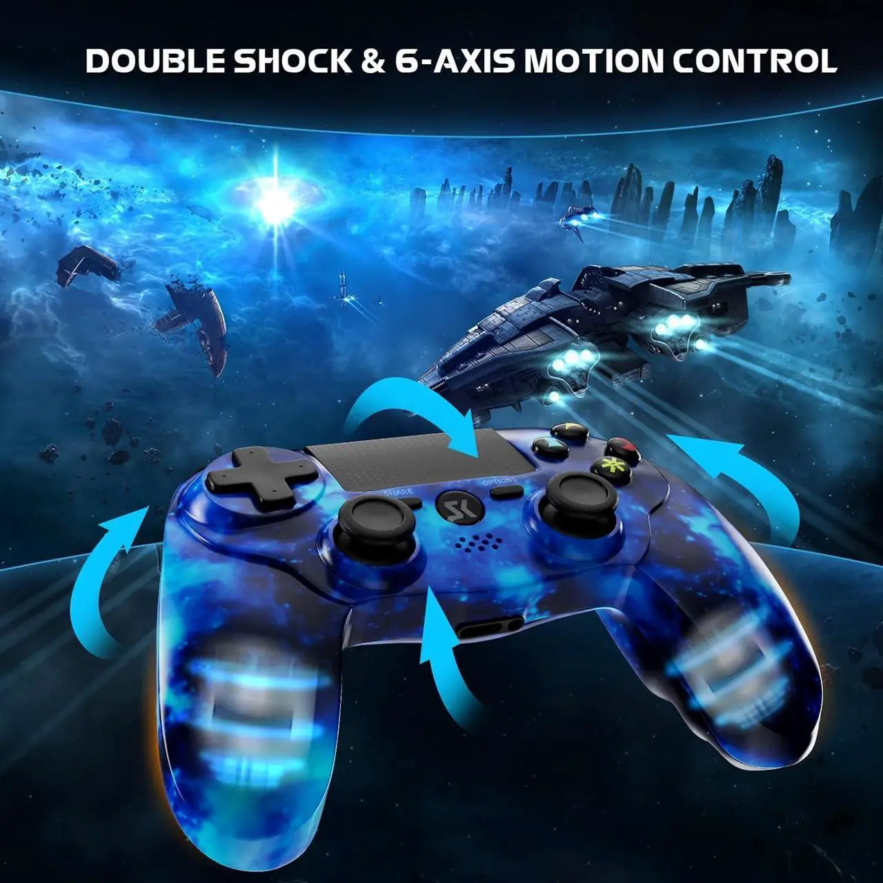Alt view image 3 of 7 - Wireless Controller for PS4, Controller for Sony PlayStation 4, Double Shock 6-Axis Motion Sensor, Sensitive Touch Pad, Built-in Speaker & Stereo Headphone Jack, Compatible with PlayStation 4/Pro/Slim