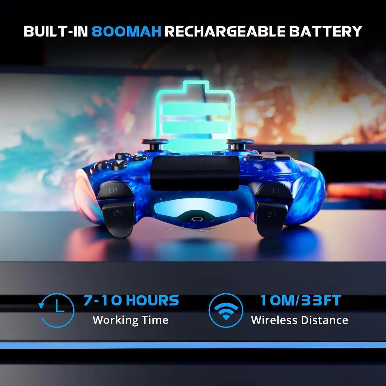 Alt view image 5 of 7 - Wireless Controller for PS4, Controller for Sony PlayStation 4, Double Shock 6-Axis Motion Sensor, Sensitive Touch Pad, Built-in Speaker & Stereo Headphone Jack, Compatible with PlayStation 4/Pro/Slim