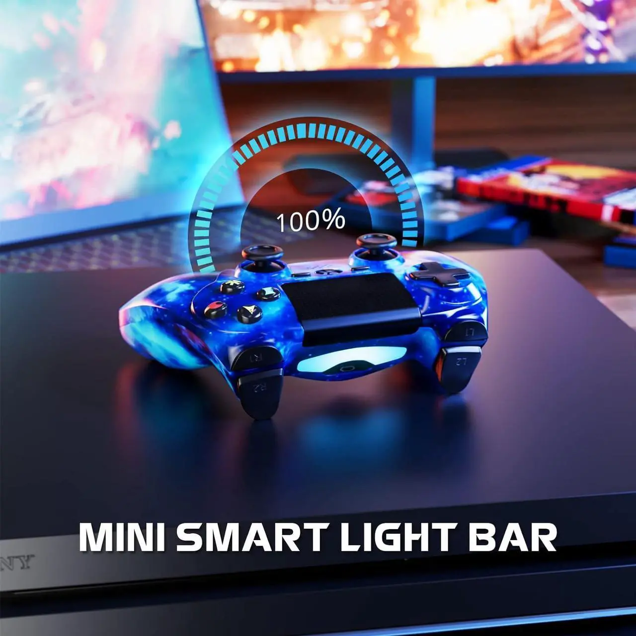 Alt view image 6 of 7 - Wireless Controller for PS4, Controller for Sony PlayStation 4, Double Shock 6-Axis Motion Sensor, Sensitive Touch Pad, Built-in Speaker & Stereo Headphone Jack, Compatible with PlayStation 4/Pro/Slim