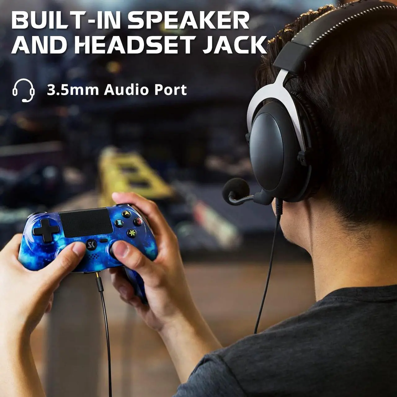 Alt view image 7 of 7 - Wireless Controller for PS4, Controller for Sony PlayStation 4, Double Shock 6-Axis Motion Sensor, Sensitive Touch Pad, Built-in Speaker & Stereo Headphone Jack, Compatible with PlayStation 4/Pro/Slim