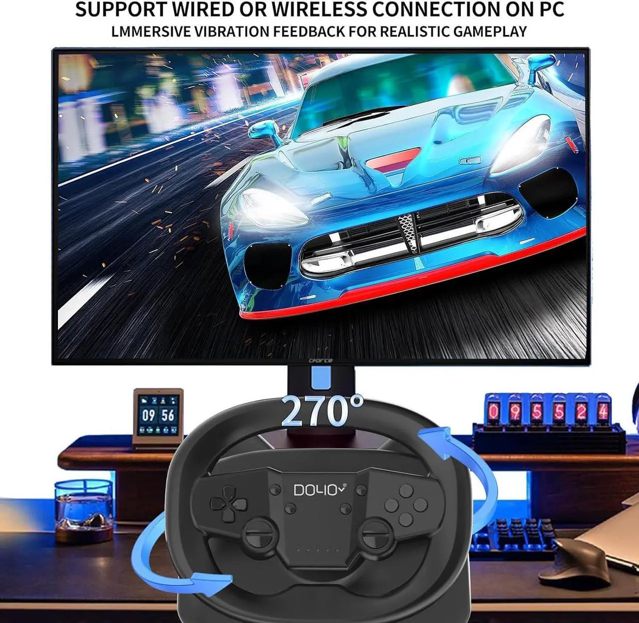 Alt view image 5 of 7 - NBCP Gaming Racing Wheel, PC Wireless Steering Wheel Race games wheels for Nintendo Switch, PC, PS4, PS3, Ios& Android mobile phones, Tablets