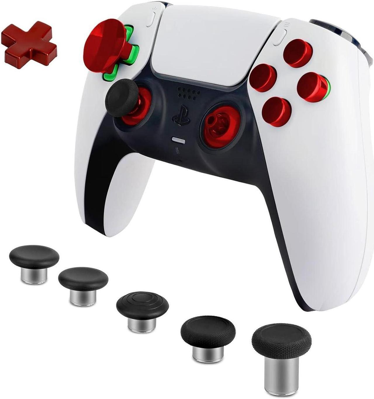 Alt view image 3 of 7 - Magnetic Metal Buttons Accessories for PS4 PS5 Controller, Adjustable Height Thumbticks Replacement Parts for PS4 Slim Pro & PS5 Controllers,Includes Joysticks,Actinon Buttons & Dpad(Red)