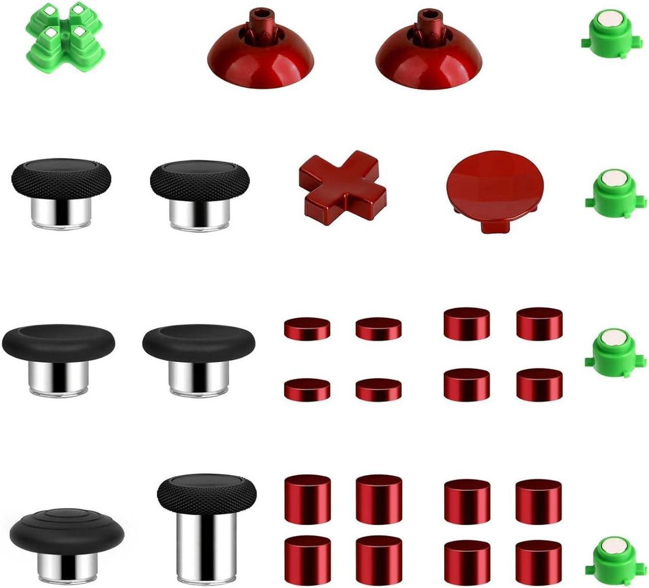 Alt view image 2 of 7 - Magnetic Metal Buttons Accessories for PS4 PS5 Controller, Adjustable Height Thumbticks Replacement Parts for PS4 Slim Pro & PS5 Controllers,Includes Joysticks,Actinon Buttons & Dpad(Red)