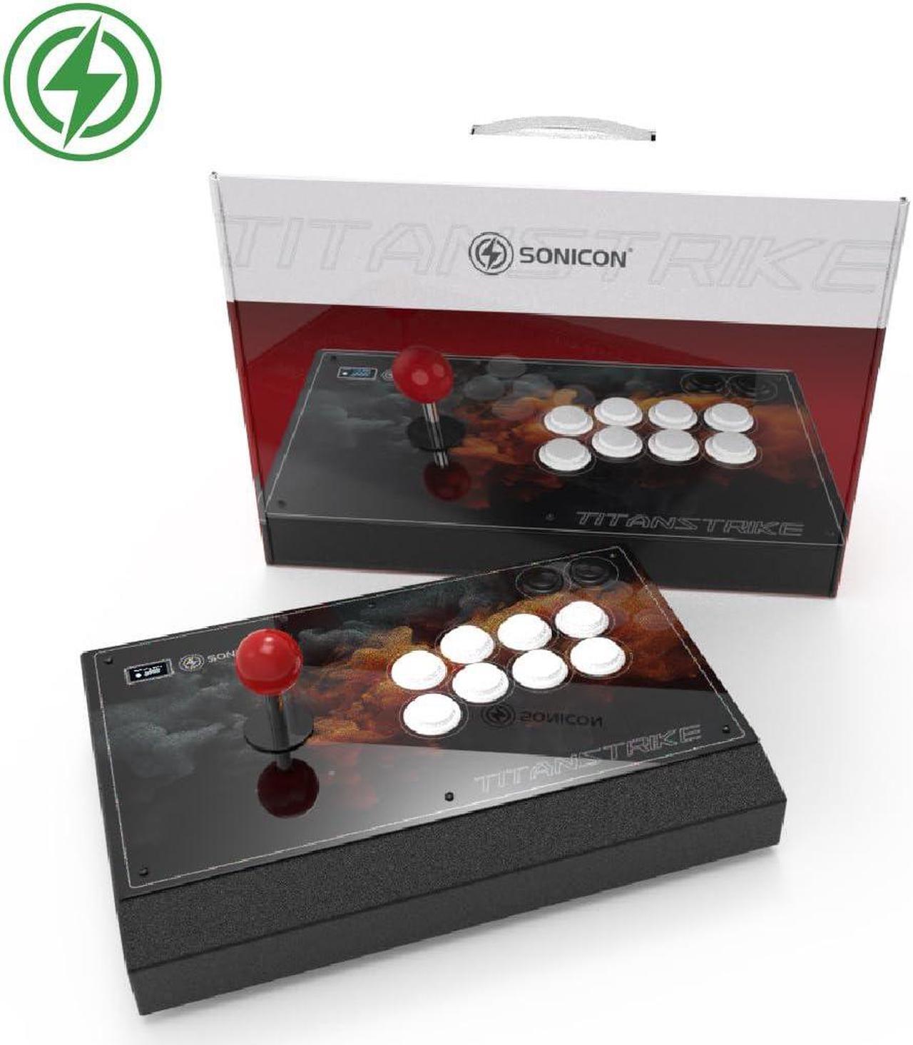 Alt view image 2 of 7 - Sonicon TitanStrike Arcade Fight Stick 1ms Low Latency USB Fighting Controller with Durable Mechanical Sanwa Buttons, Metal Case, Mini-LED Screen, Turbo for Fighting Games on PS4/PS3/PC/N-Switch