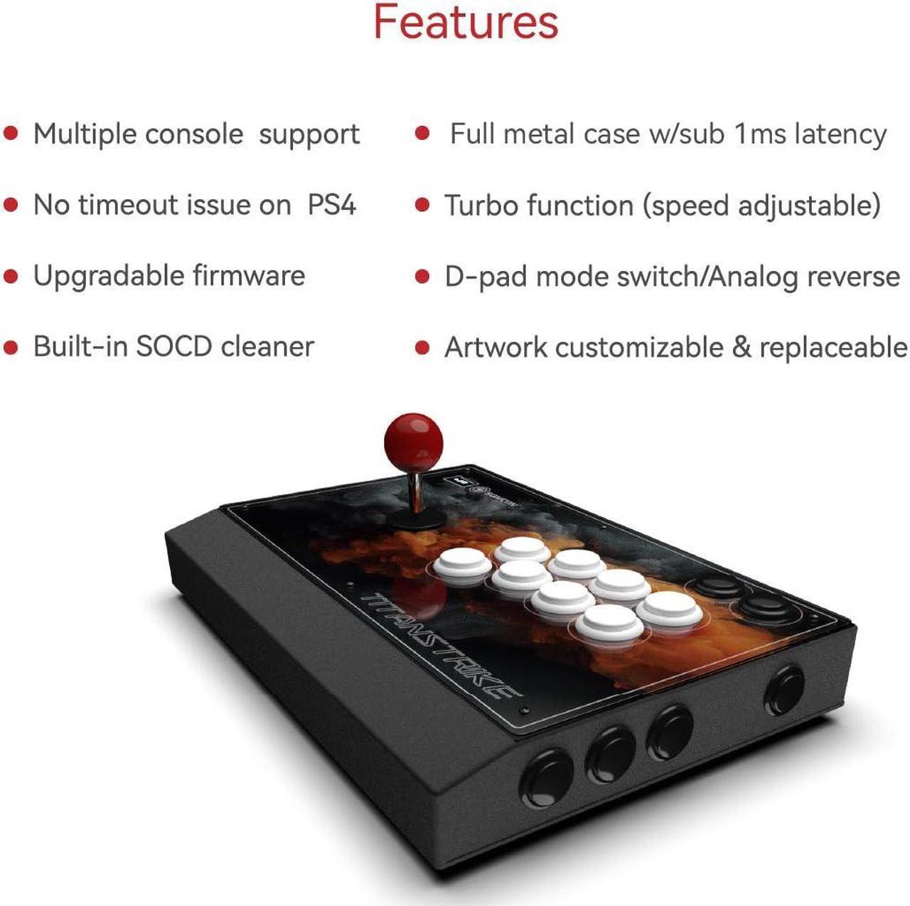 Alt view image 5 of 7 - Sonicon TitanStrike Arcade Fight Stick 1ms Low Latency USB Fighting Controller with Durable Mechanical Sanwa Buttons, Metal Case, Mini-LED Screen, Turbo for Fighting Games on PS4/PS3/PC/N-Switch