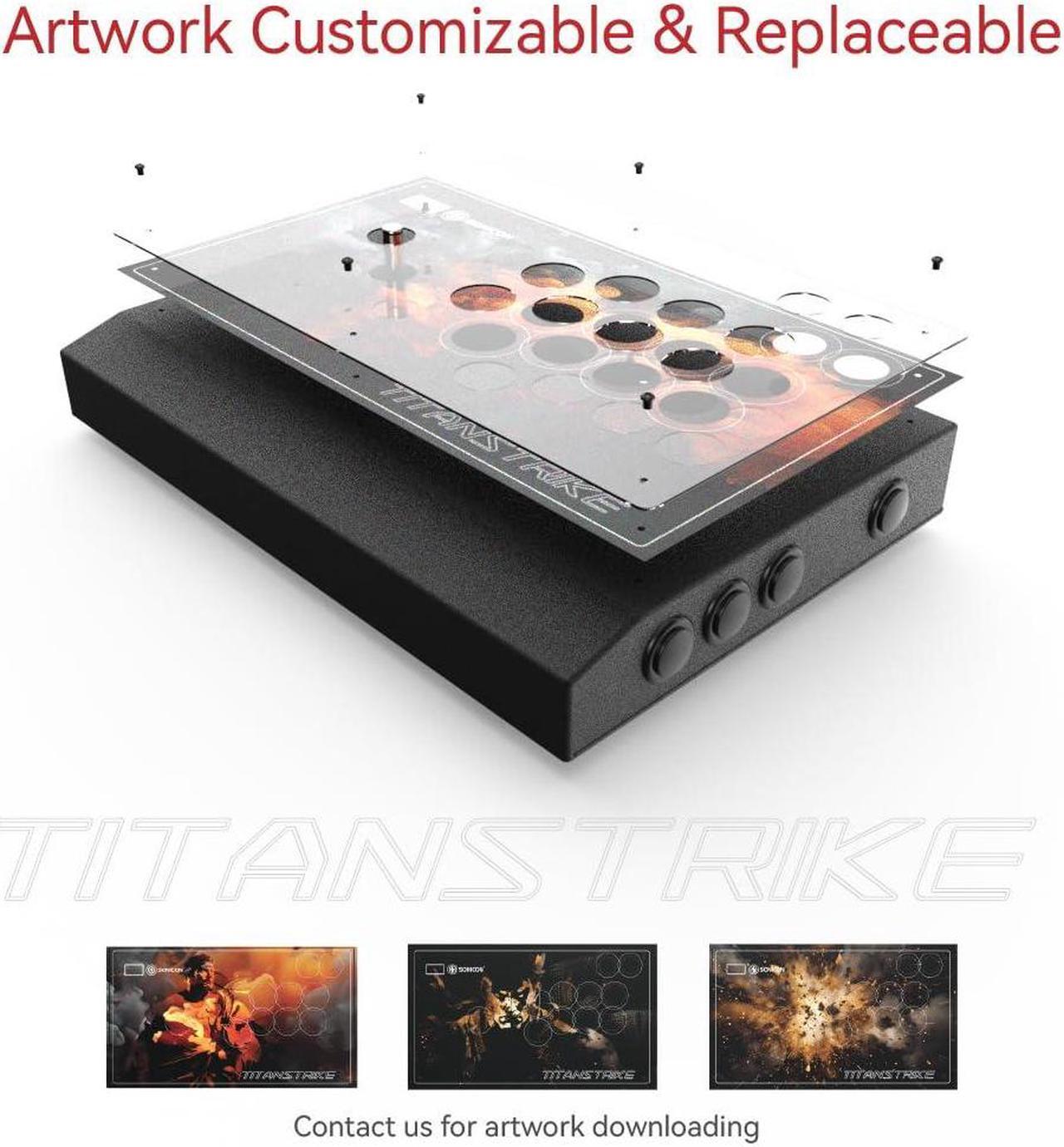 Alt view image 7 of 7 - Sonicon TitanStrike Arcade Fight Stick 1ms Low Latency USB Fighting Controller with Durable Mechanical Sanwa Buttons, Metal Case, Mini-LED Screen, Turbo for Fighting Games on PS4/PS3/PC/N-Switch