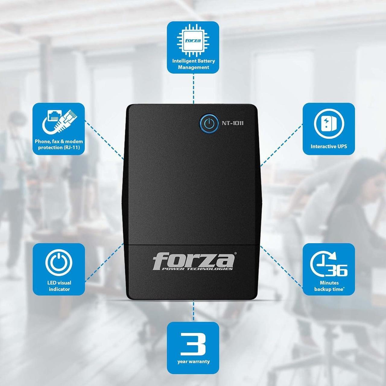 Alt view image 2 of 6 - Forza UPS Battery Backup & Surge Protector 6 Outlet Battery Backup for Computer Desktop or TV 1000VA (500W) Uninterruptible Power Supply