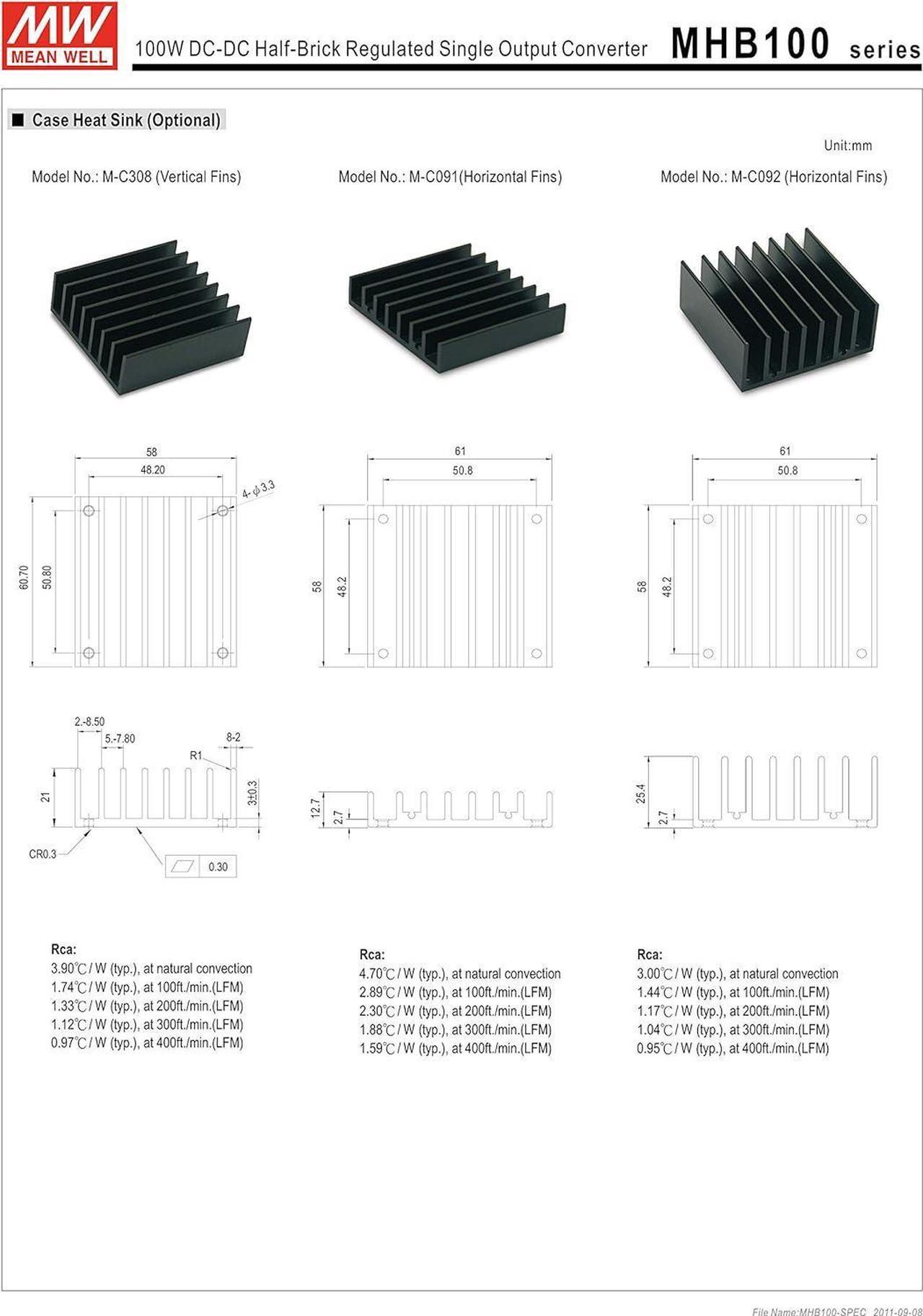 Alt view image 6 of 7 - MEAN WELL MHB100-24S05 5V 0~20A 100W DC-DC Half-Brick Regulated Single Output Converter DC/DC Converter
