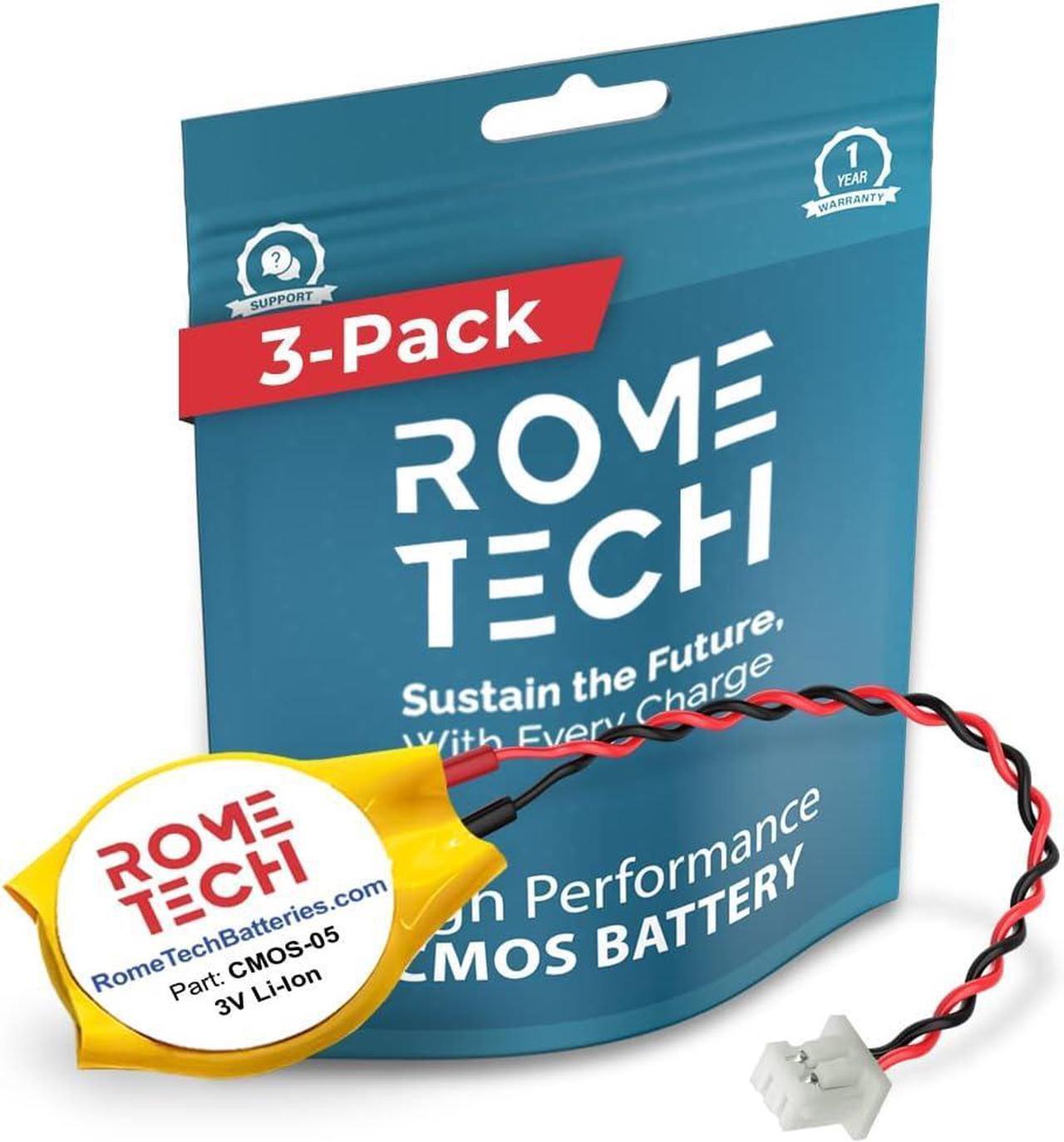 Main image of Rome Tech RTC CMOS Battery for Dell Latitude M90 / Dell Precision M20 / Dell Precision M2300 / Dell Precision M4800 / Dell Studio 1435 - Laptop Backup BIOS CMOS Battery CR2032 with 2 Pin (3-Pack)