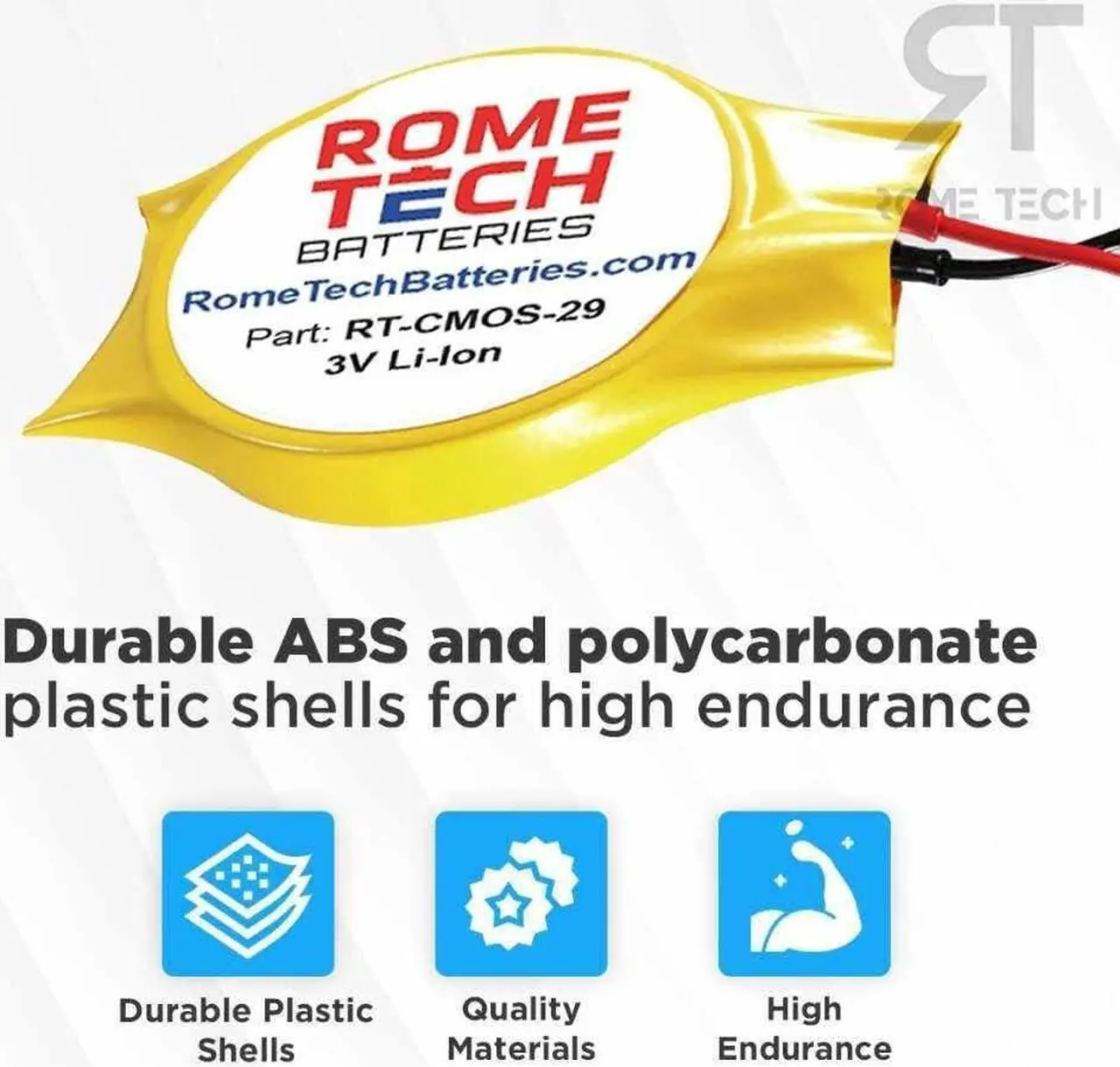Alt view image 6 of 6 - Rome Tech RTC CMOS Battery for PlayStation 2, PlayStation 3, Intel NUC 5PPYH, AsRock AM1H-ITX, H110M-ITX, H270M-ITX/ac, B550M ITX Motherboards - BIOS CMOS Battery CR2032 2 Pin Wire Cable (10-Pack)