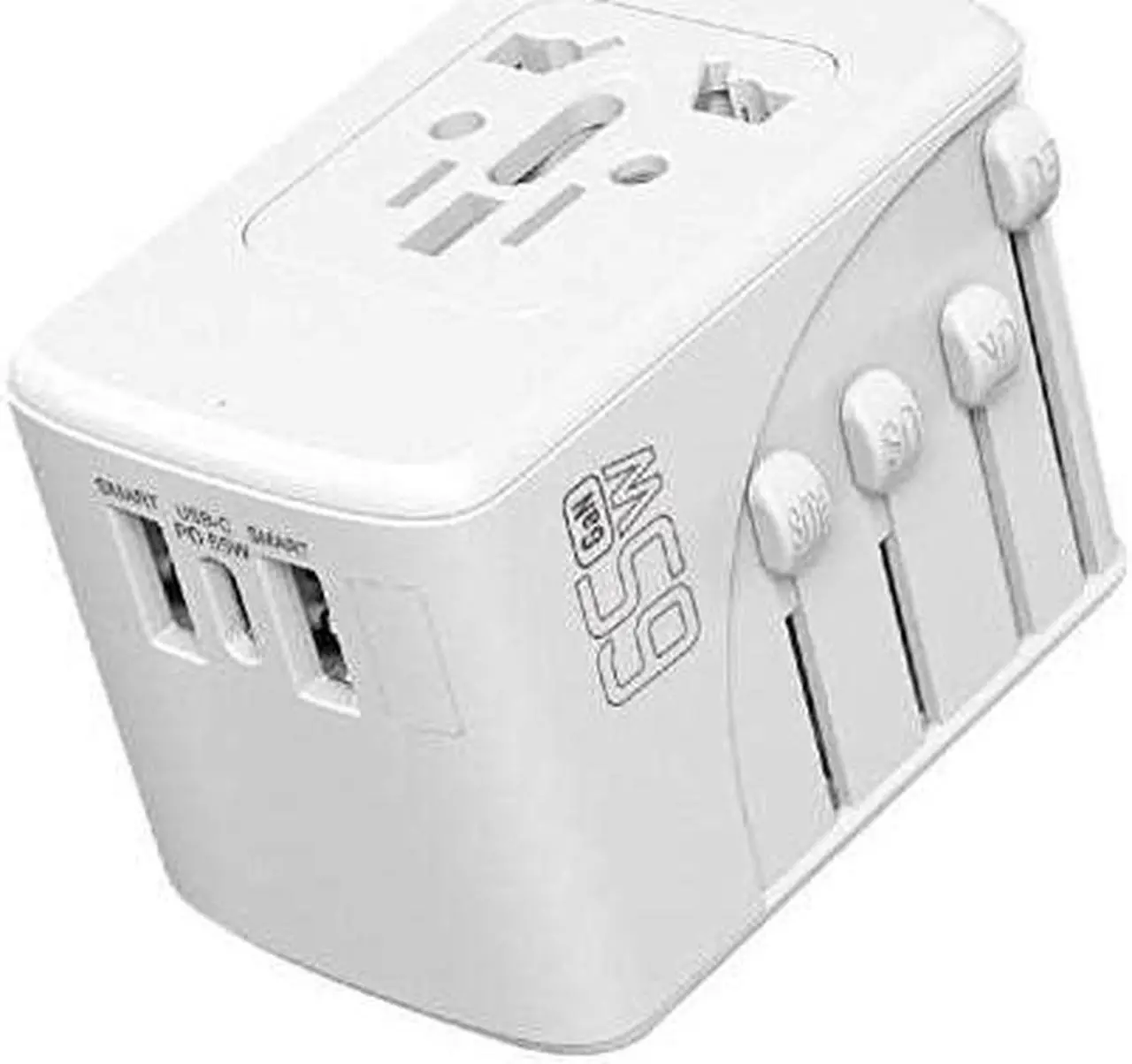 Alt view image 2 of 6 - BoxWave Charger Compatible with TIMMKOO Q5 MP3 Player with Bluetooth and WiFi - International PD Wall Charger (65W), 3 USB International Charge Adapter and Converter - Winter White