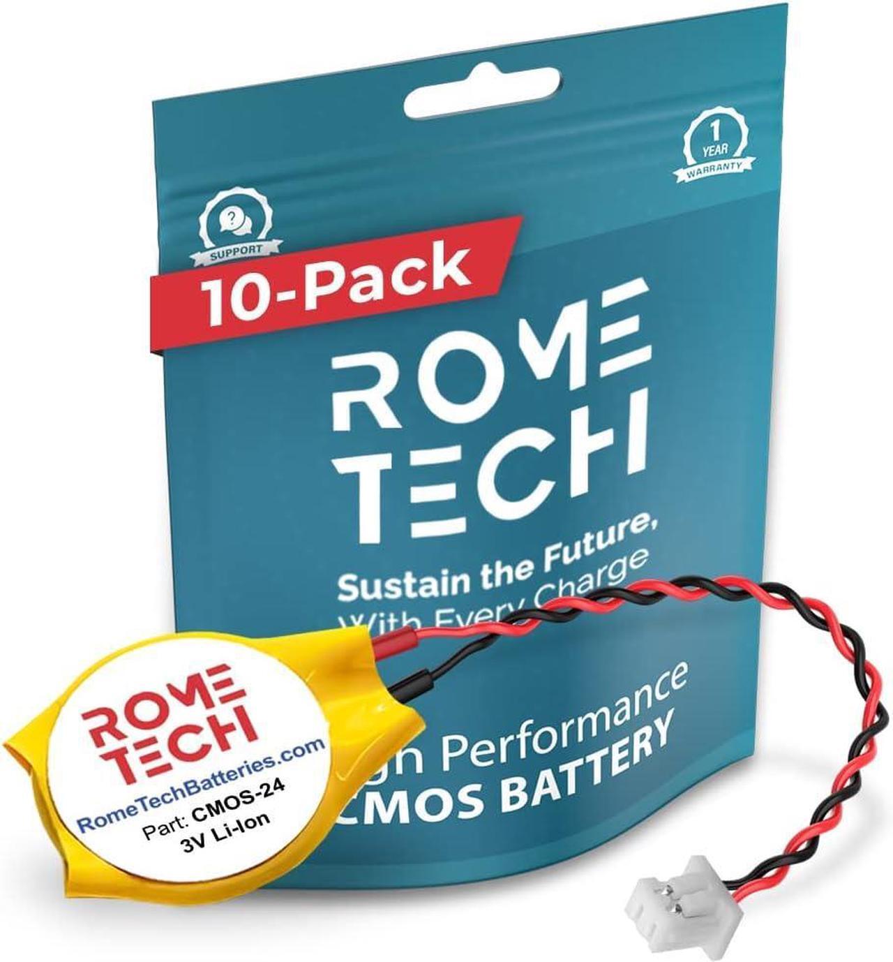 Main image of Rome Tech CR1220W CMOS Battery for Medion Akoya P2212T / Medion Akoya S2218 - Laptop Backup BIOS RTC 3V CR 1220 Battery with 2 Wire Cable FI Connector (10-Pack)