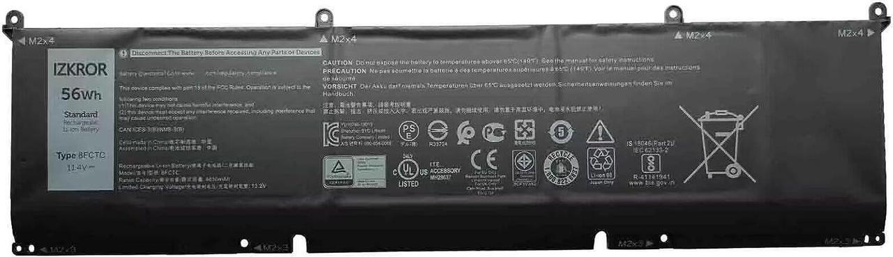 Main image of IZKROR 8FCTC 56Wh Battery Replacement for Dell Alienware M15 R3 R4 R5 R6 R7 M17 R3 R4 Precision 5550 5560 5570 XPS 15 9500 9510 9520 G15 5510 5520 Inspiron 7510 5620 7610 Vostro 7510 7620 Series 69KF2