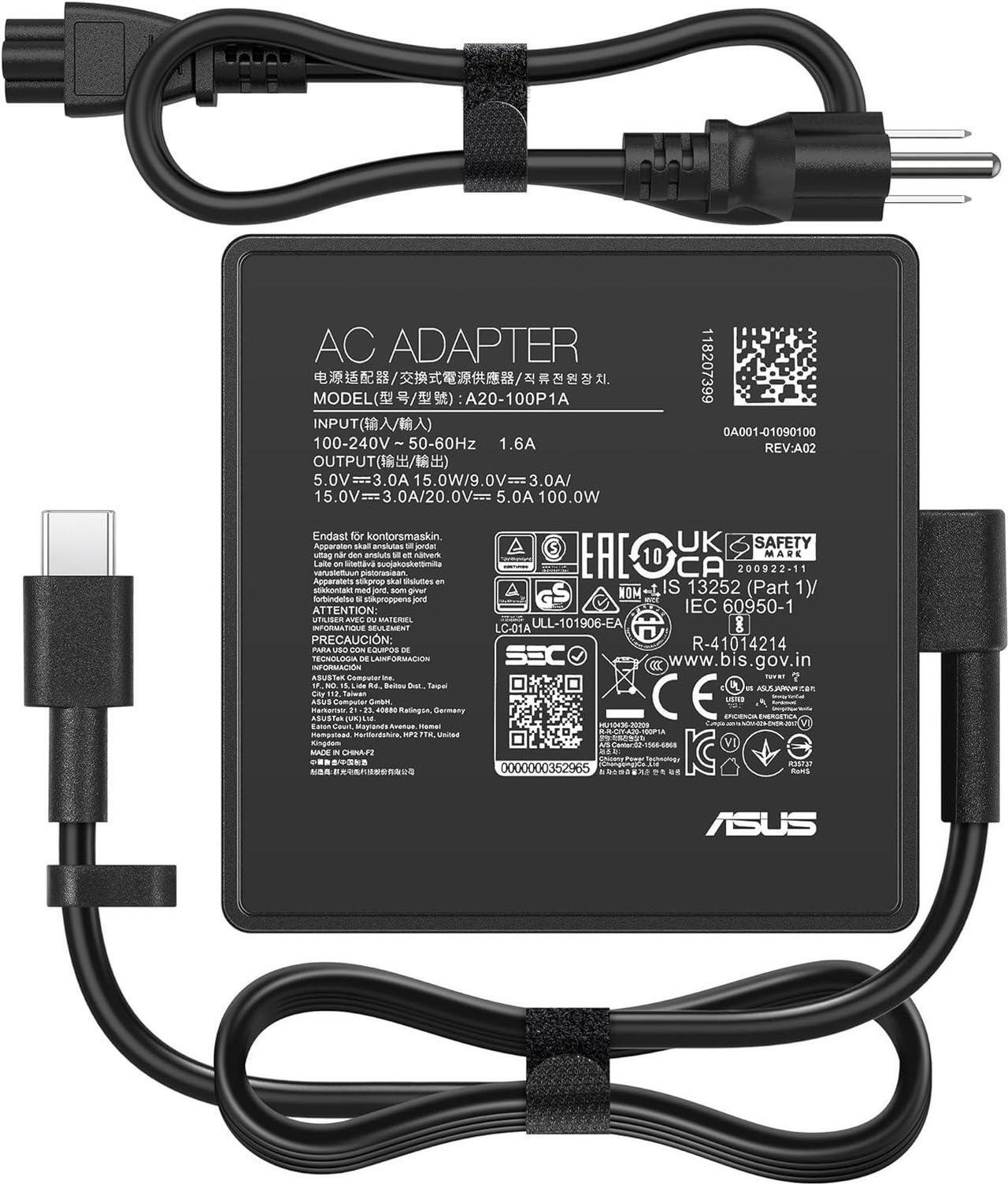 Main image of New 100W USB-C Charger for ASUS ROG: A20-100P1A Laptop AC Adapter for ASUS ROG Flow X13 Z13 GV301 GZ301 G533QM GA401QM GA503QM GX703HS ZenBook 14X UX425QA UM425QA UM5401QA Laptop Power Supply