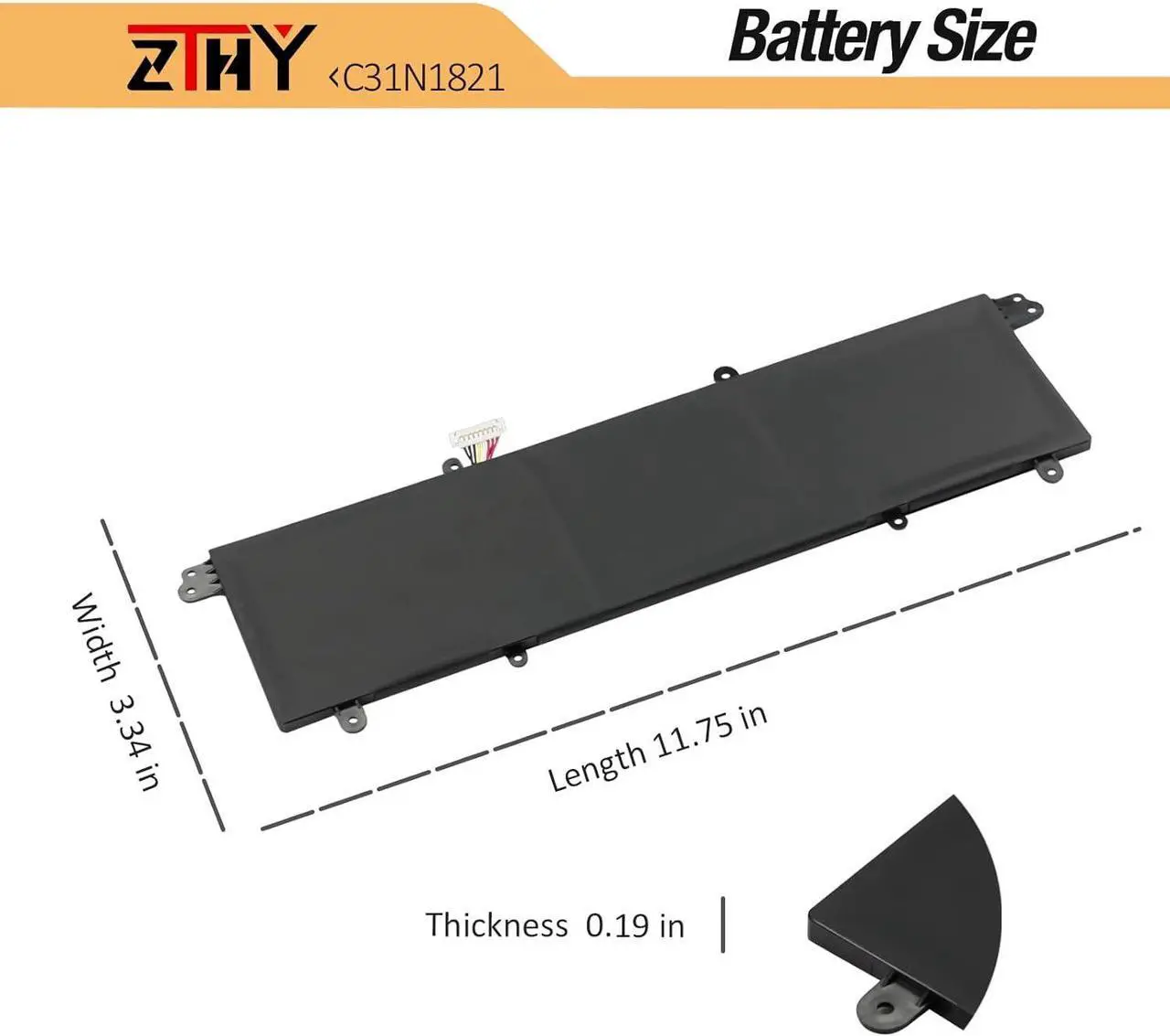 Alt view image 7 of 7 - ZTHY C31N1821 Laptop Battery Replacement for ASUS ZenBook S13 UX392 UX392FA UX392FN UX392FN-XS71 UX392FN-AB003T UX392FN-SP8509T UX392FN-AB006R UX392FN-8565 UX392FN-XS77 0B200-03210100 11.55V 50Wh