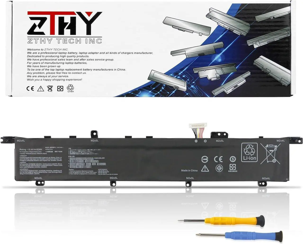 Main image of ZTHY C42N1846 C42N1846-1 Laptop Battery Replacement for Asus ZenBook Pro Duo UX581 UX581G UX581GV UX581LV UX581GV-XB94T UX581GV-H2003T BP9901U UX581LV-BP1911U UX581LV-H2014R UX581LV-H2002R 62Wh 15.4V