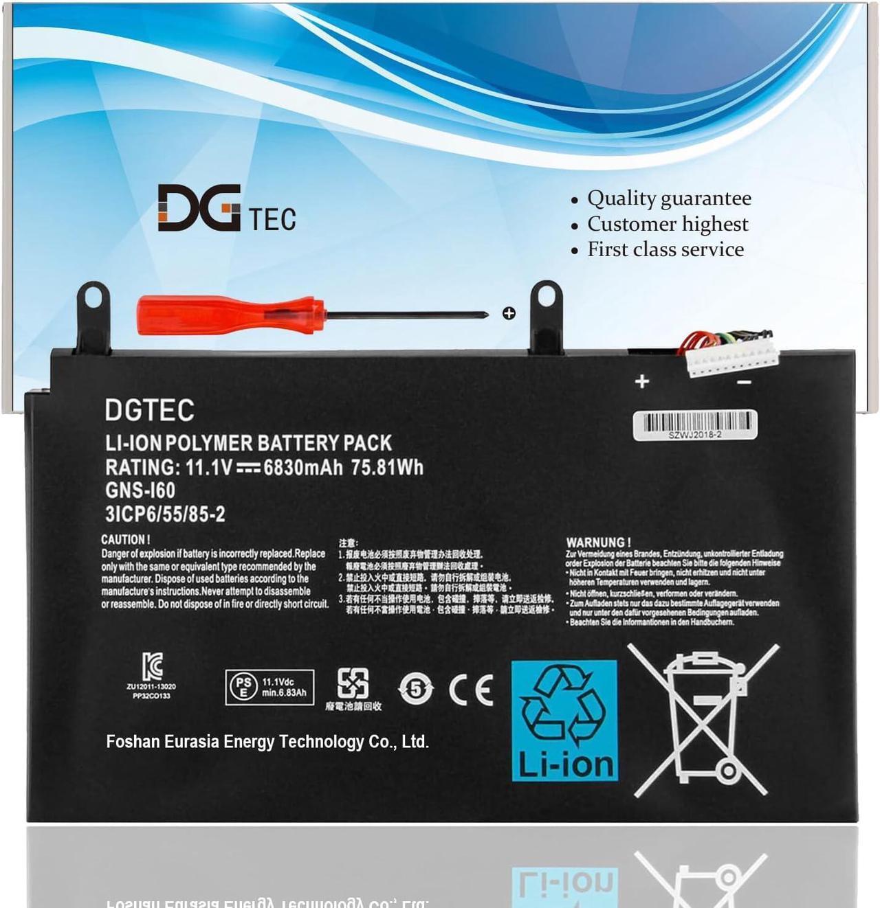 Main image of DGTEC New GNS-I60 961TA010FA Laptop Battery Replacement for GIGABYTE P35G P35K P35N P35W P35X P37K P37W P37X P57W P57X Series 31CP6/55/85-2 GNS-16O GNS-I6O (11.1V 75.81Wh)