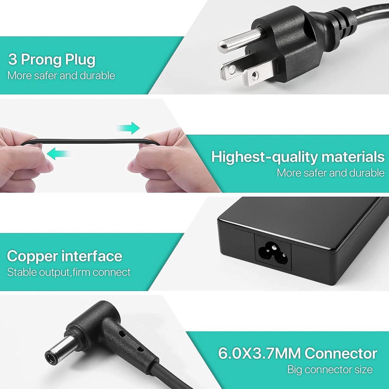 Alt view image 5 of 6 - J-ZMQER 150W 20V 7.5A AC Adapter Charger Compatible with ASUS G512 G513 G531 G713 G731 6.0 * 3.7mm Tip